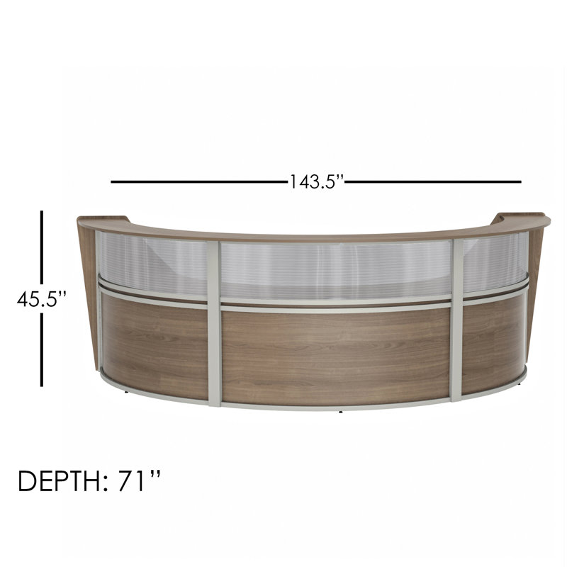 Pecor 2 Person U-Shaped Synthetic Laminate Reception Desk, Walnut