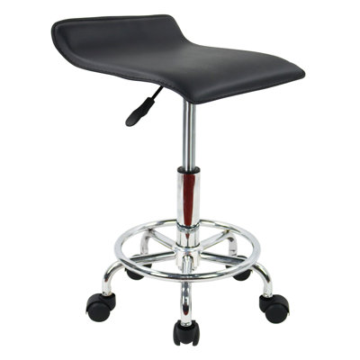 Adjustable Height Ergonomic Lab Stool with Footrest and Removable Casters/Wheels