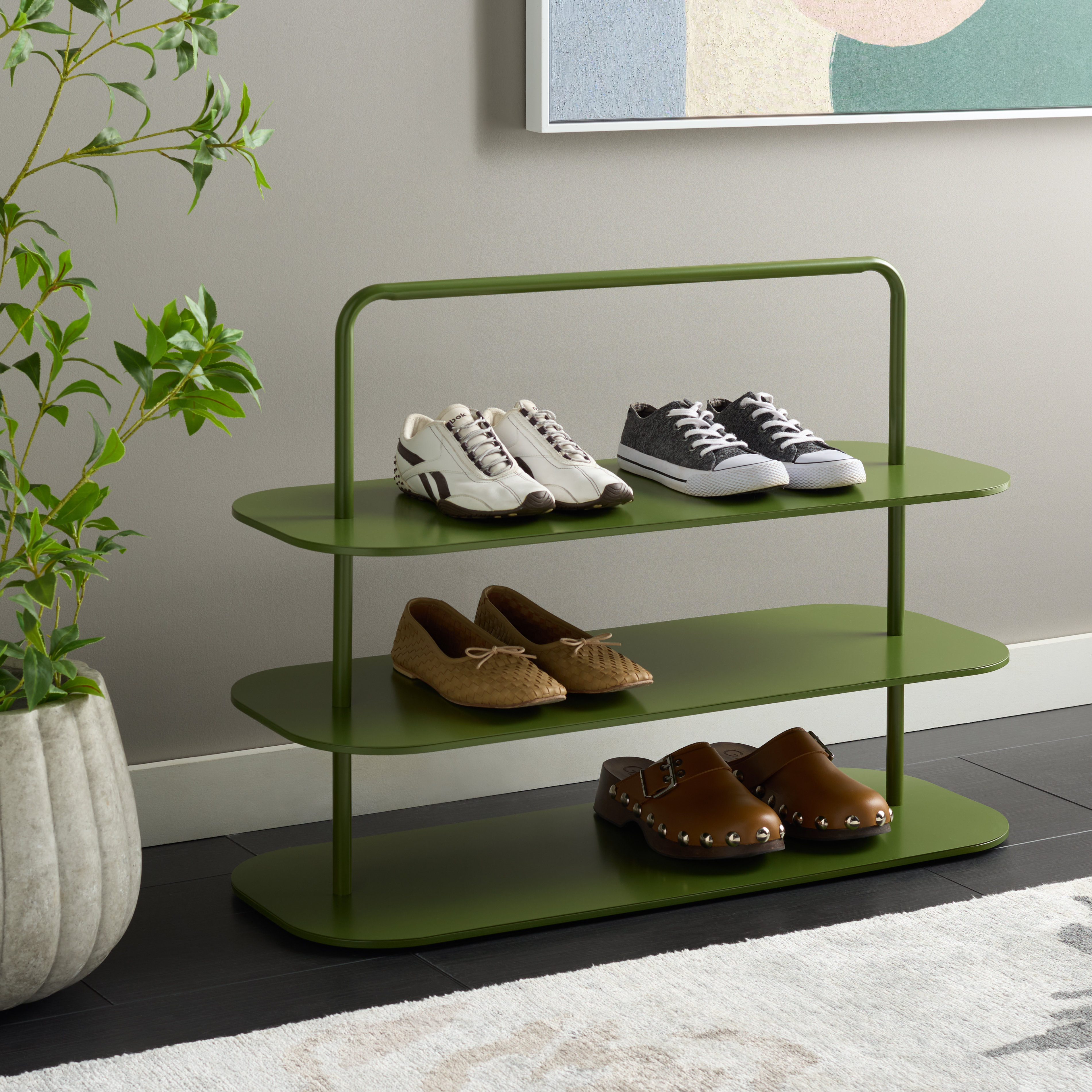 Jordan 3 Tier Metal Shoe Rack - Green