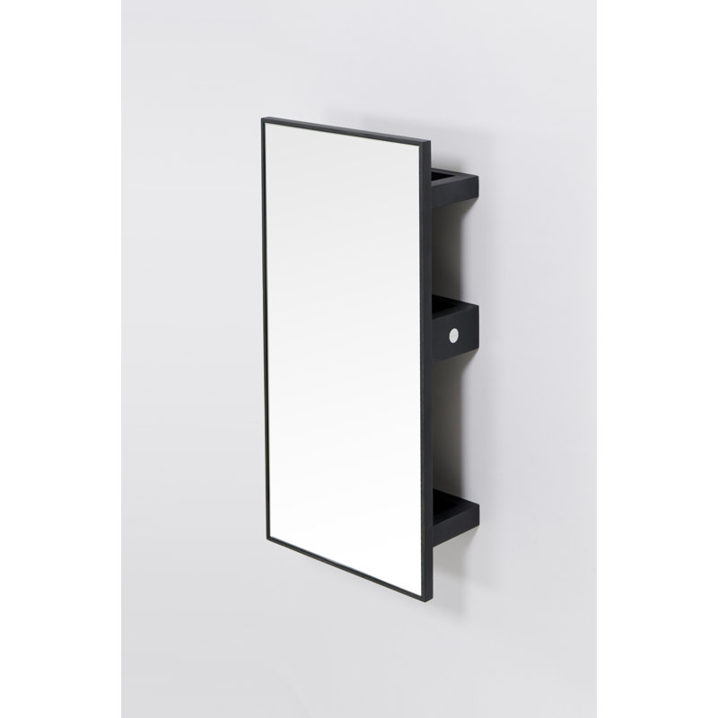 Demasky Wood Wall Mirror, Black