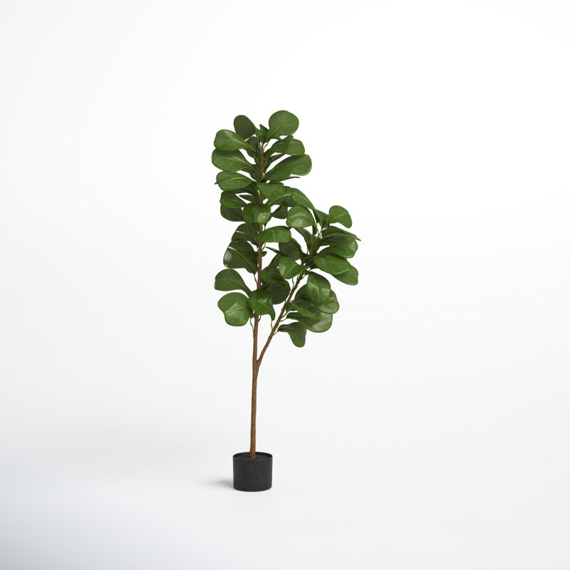 Faux Fiddle Leaf Fig Tree in Planter, 66" H x 10" W x 10" D