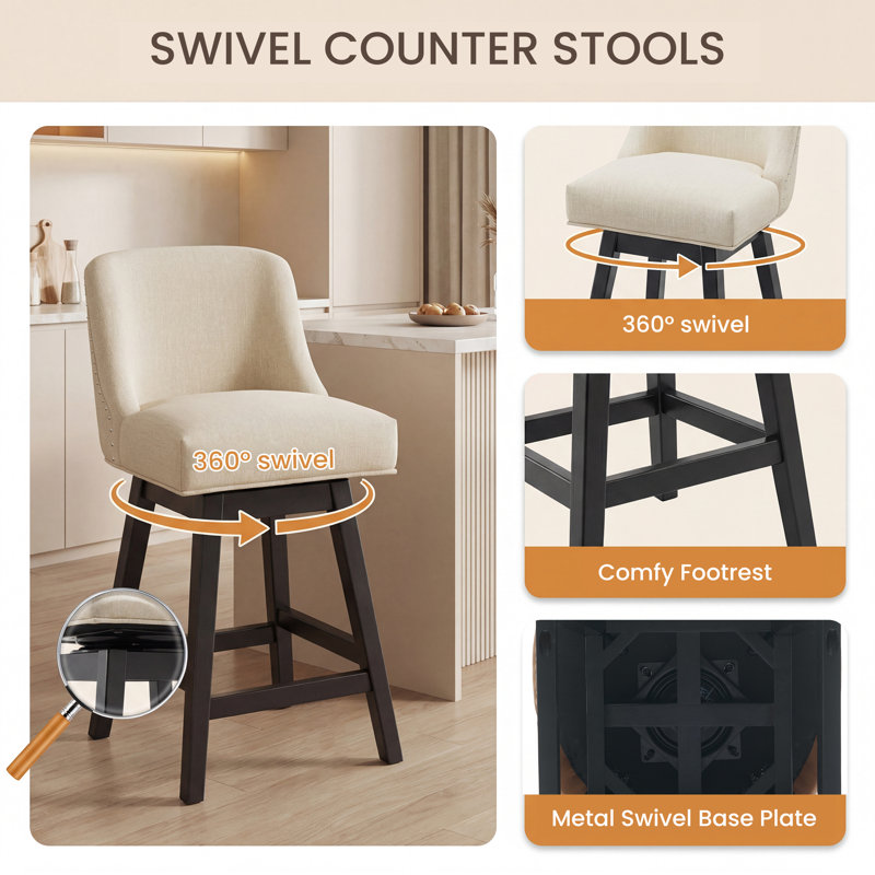 Swivel Counter Stool, Beige