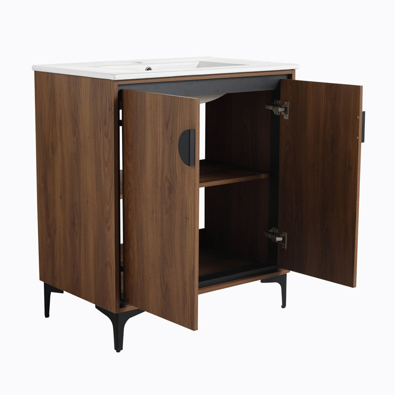 Namitha 30 " W Wall Mounted Wall Mounted 1 Single Vanity Bathroom Vanity With Ceramic Top