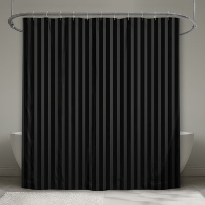 Black Vertical Stripes Shower Curtains Extra Long