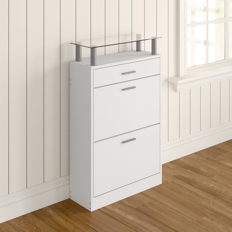 Flip Down Shoe Storage, White