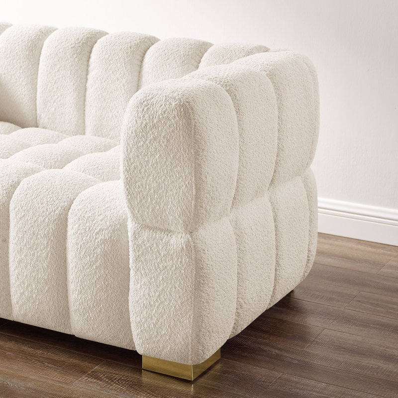 Fauteuil d'appoint rembourré Makirah, Boucle blanc