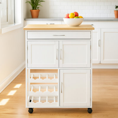 Fenn Solid Wood Top Kitchen Cart