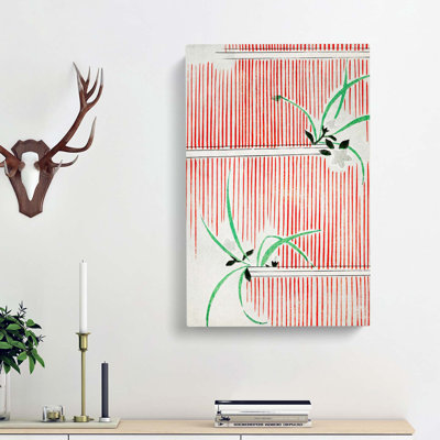 Floral Stripe Design by Watanabe Seitei - Wrapped Canvas Painting