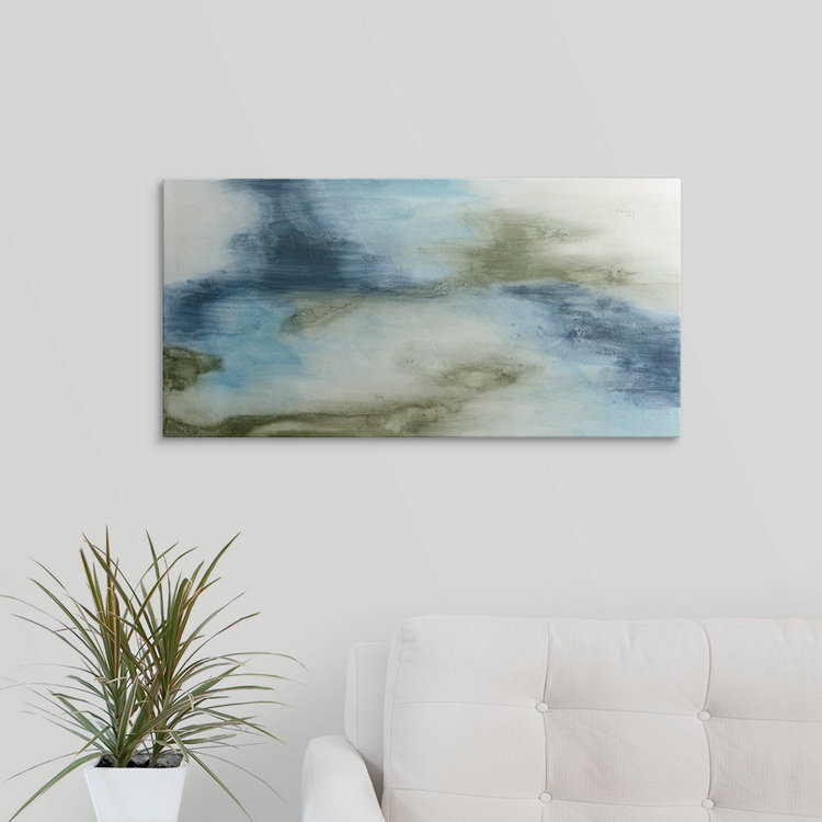 «Ocean Flow I» par Megan Meagher, reproduction d'art, H 32 po x l 56 po x P 1 po, Cadre blanc