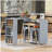 Rolling kitchen island with extension table, equipped with LED lights, power outlets, and 2 rectangular glass doors, storage compartment, and 3 open shelves on the side, gray