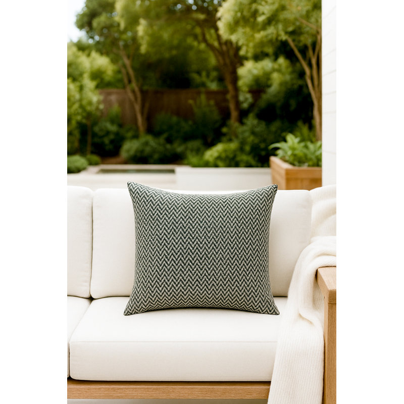 Marisol Herringbone Bay Indoor Outdoor Pillow 20x20, Black, Square 24", Polyester