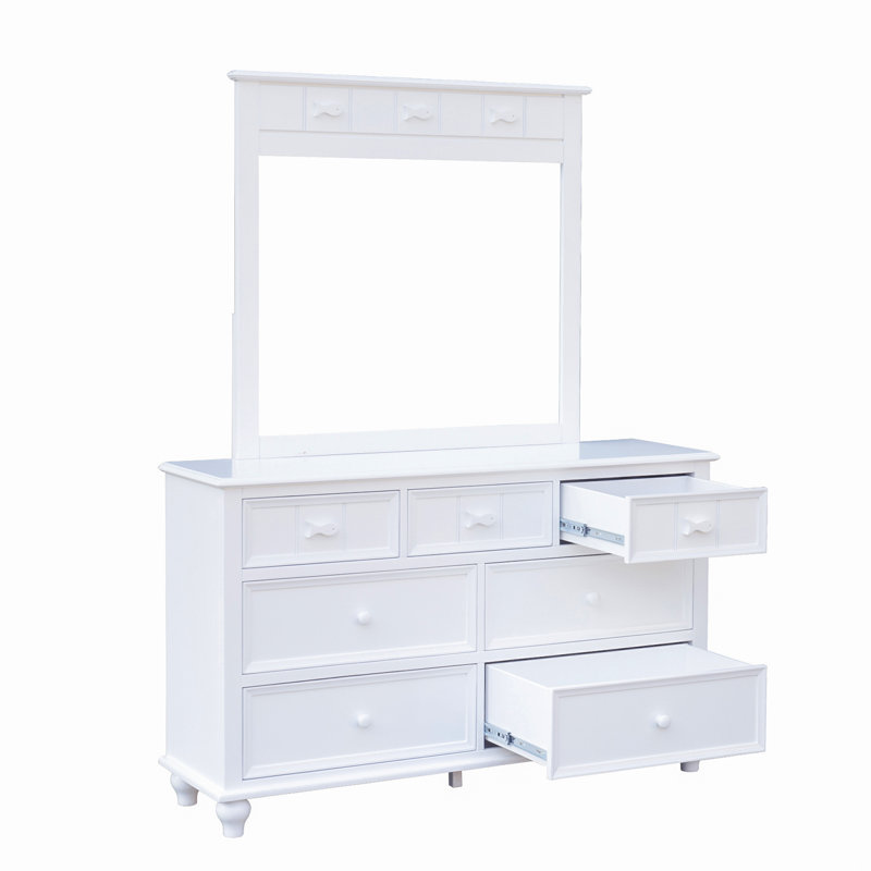 Fishtails Remer 7 Drawer White Dresser with Mirror