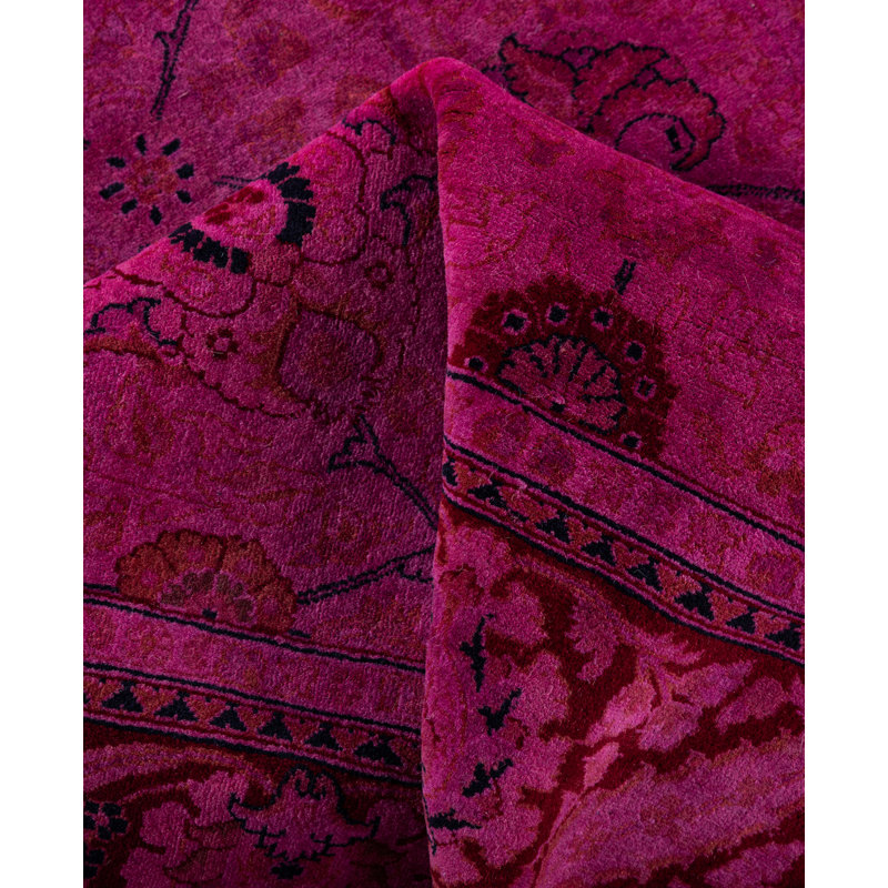 Overdyed Hand-Knotted Wool Modern-Contemporary Purple Area Rug 4' 1" x 6' 0"