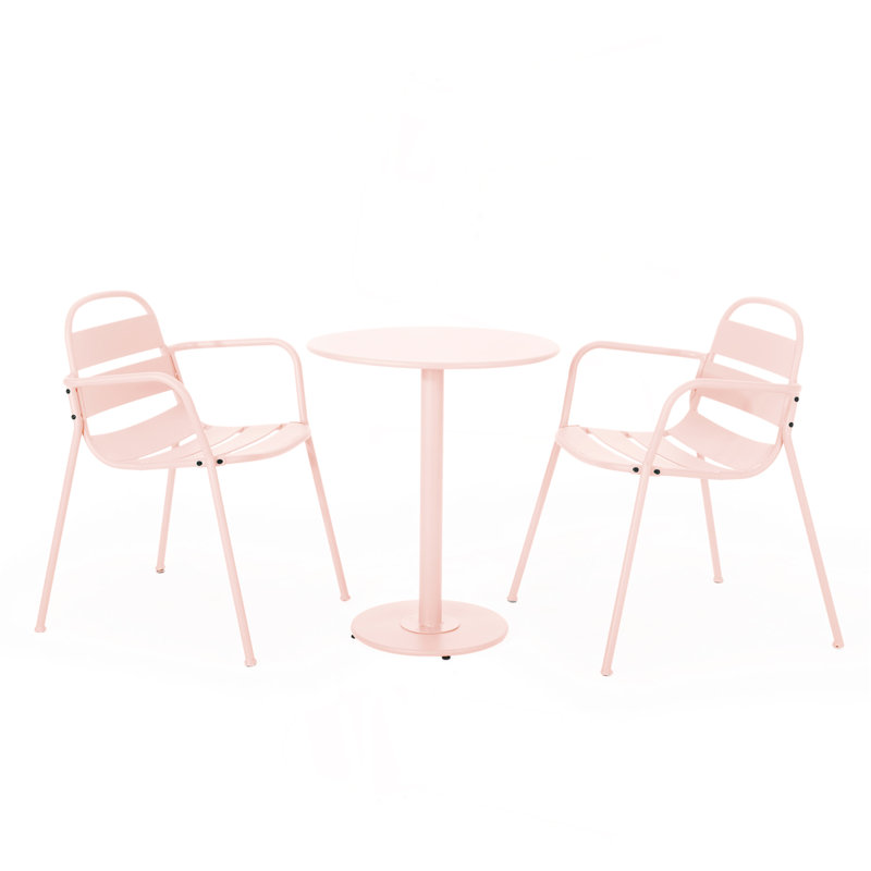 Ensemble bistro - rose clair mat, Rose clair