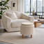 Pouf de rangement rond de 42 cm de haut avec couvercle amovible et pieds en bois massif