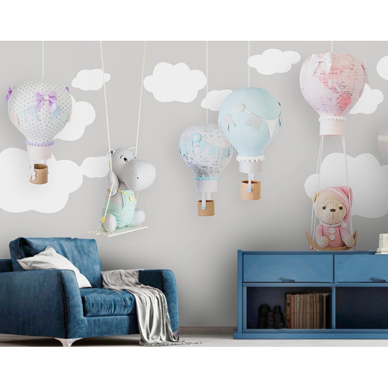Papier peint amovible avec ballon en peluche, L 75 po x l 112 po