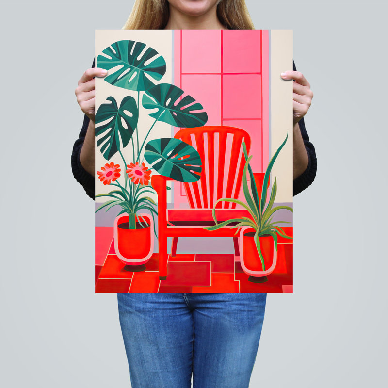 Wall Art Print Hothouse Flowers Bright Red Plants Living Room