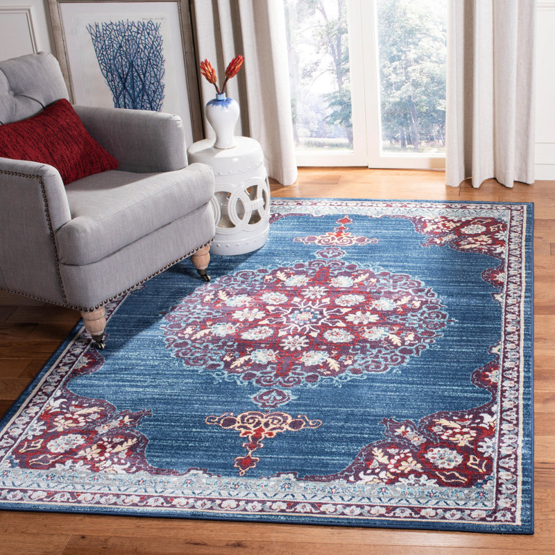 Barcus Oriental Burgundy/Ivory Area Rug, Rectangle 6' x 9'