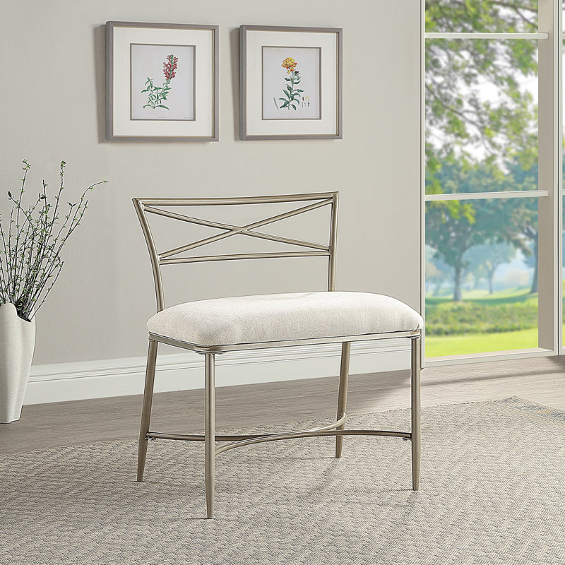 Banc de coiffeuse avec coussin blanc Azalea Park Champagne
