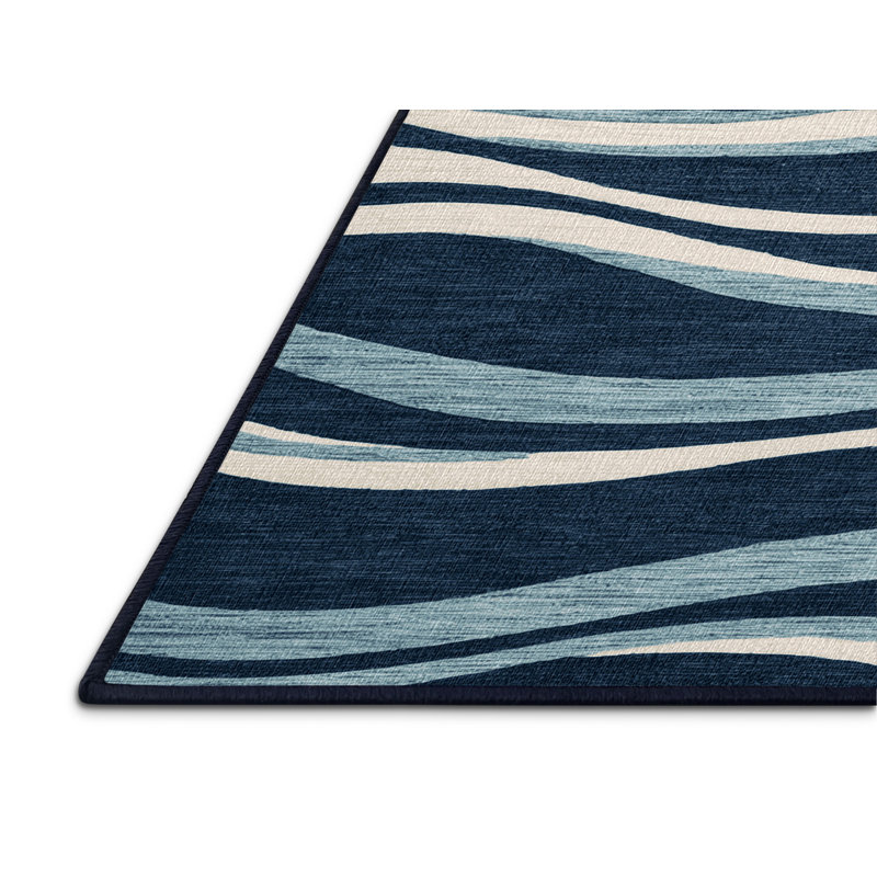 Tapis nautique à motif de vagues lavables, Rectangulaire 2 pi x 3 pi