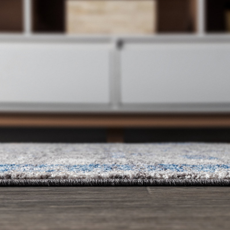 Tapis bleu / gris Stimpson, Rectangle 5 pi 3 po x 7 pi 7 po