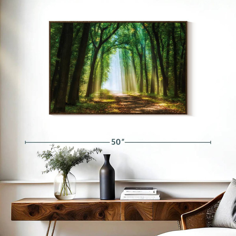 Rideau de lumière, 37 po x 25 po, Cadre flottant noyer