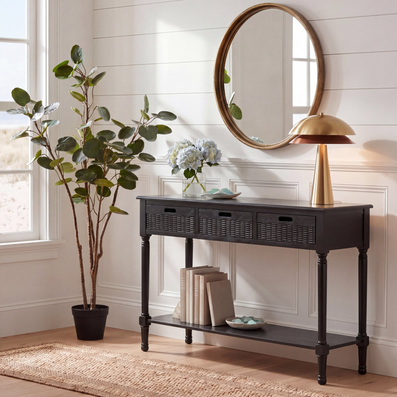 Dupuis Console Table, Black, 30" H x 47" W x 13" D