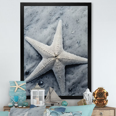 Gris minimaliste étoile de mer côtière, art mural étoile de mer