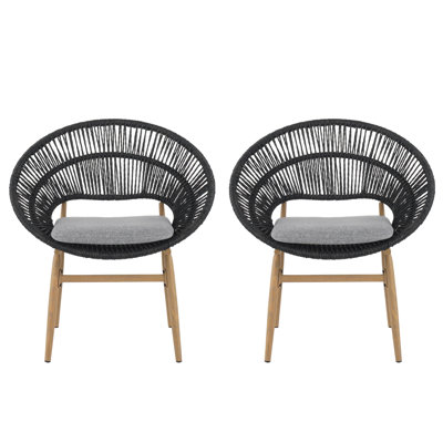 Chaise de salle à manger ergonomique et confortable en teck et osier gris pour l'extérieur