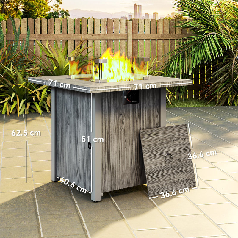 Square Propane Smokeless Fire Pit Table with Hidden Fuel Tank