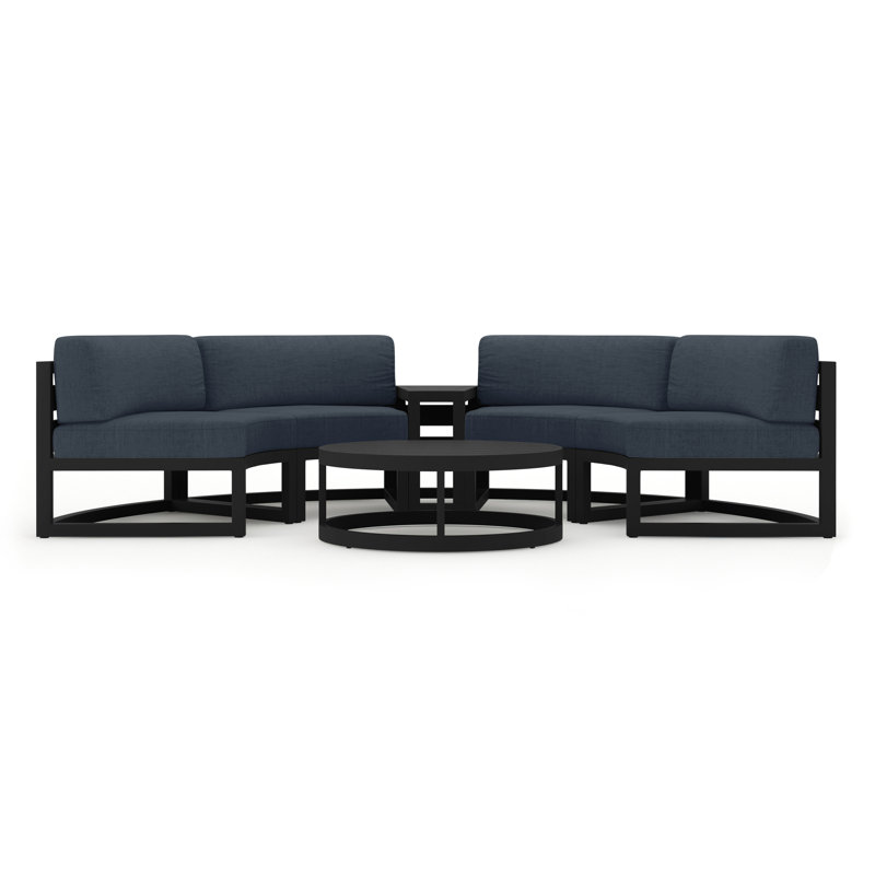 Avion Outdoor 4 - Piece Conversation Set, Spectrum Indigo Sunbrella®, Black
