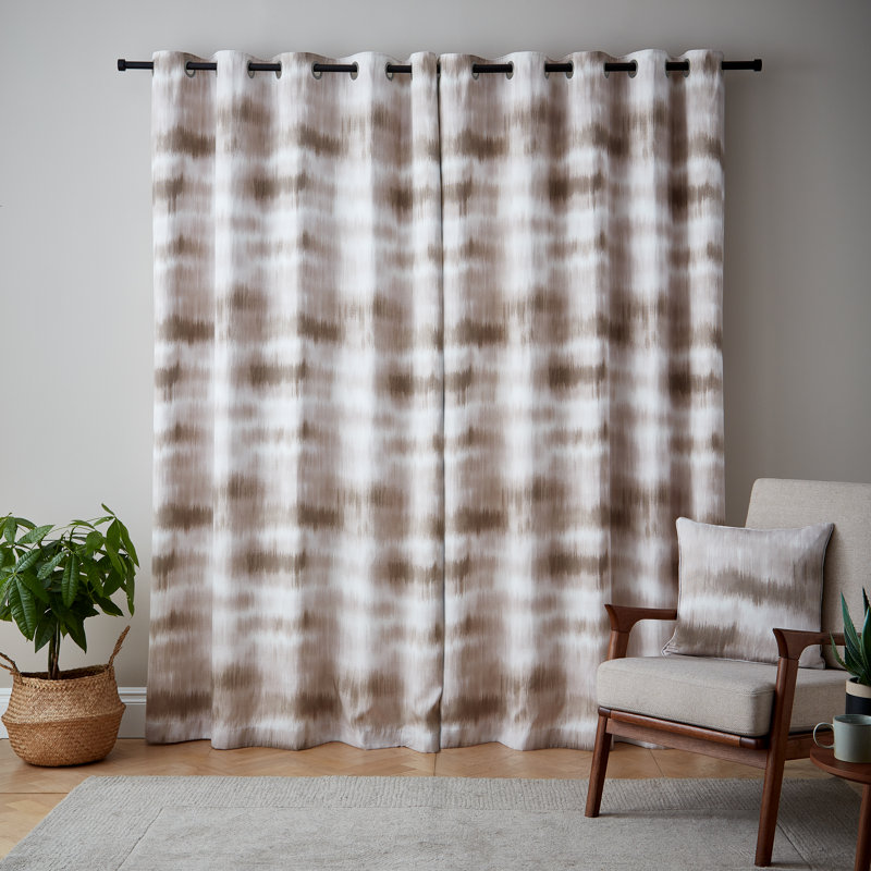 Ombre Texture Thermal Eyelet Curtains, 229cm Width x 229cm Drop, Beige