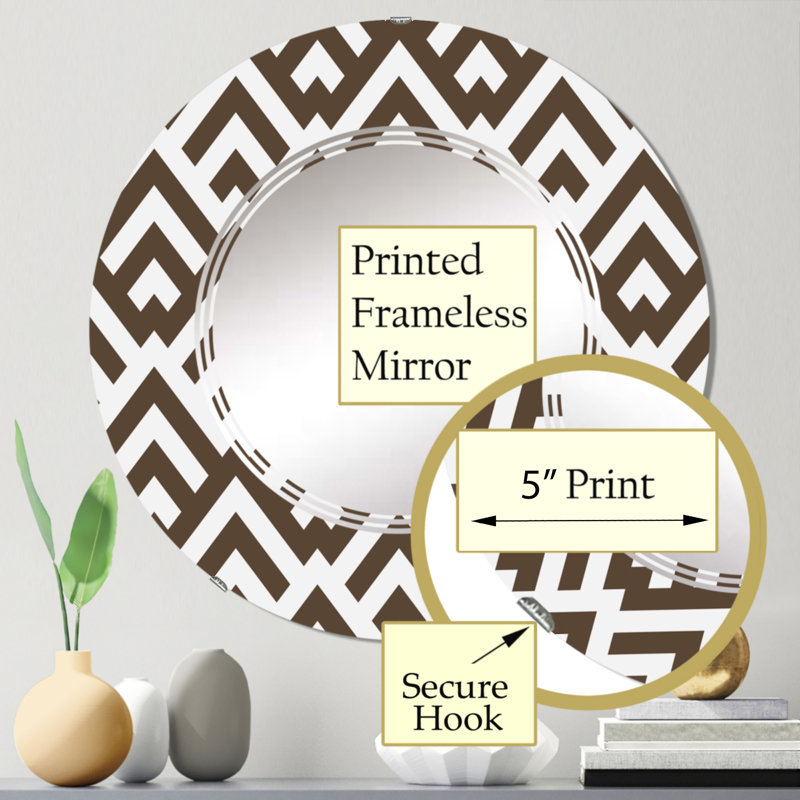 Géométrie triangulaire brun foncé - Miroir mural rond moderne, 24 po x 24 po