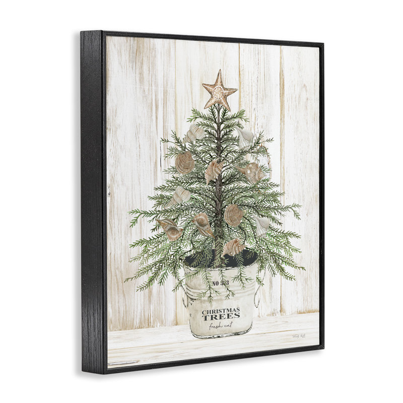 Arbre de Noël rustique coquillage AT-144, Giclée encadrée noir minuit, H 14 po x l 11 po x P 1,5 po