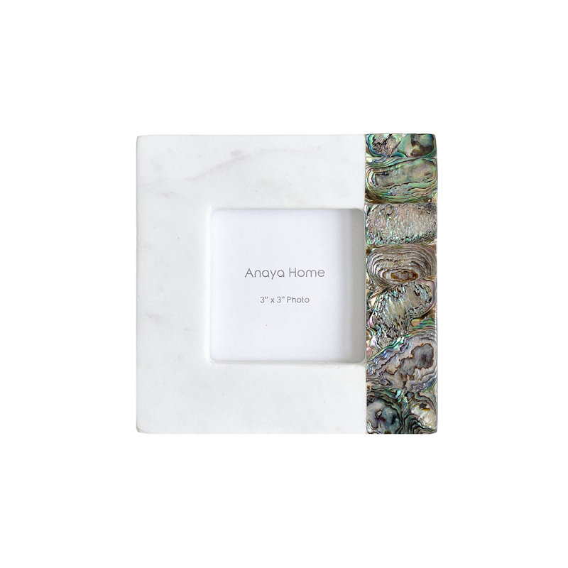 Rainbow Mother of Pearl White Marble Picture Frame 3x3
