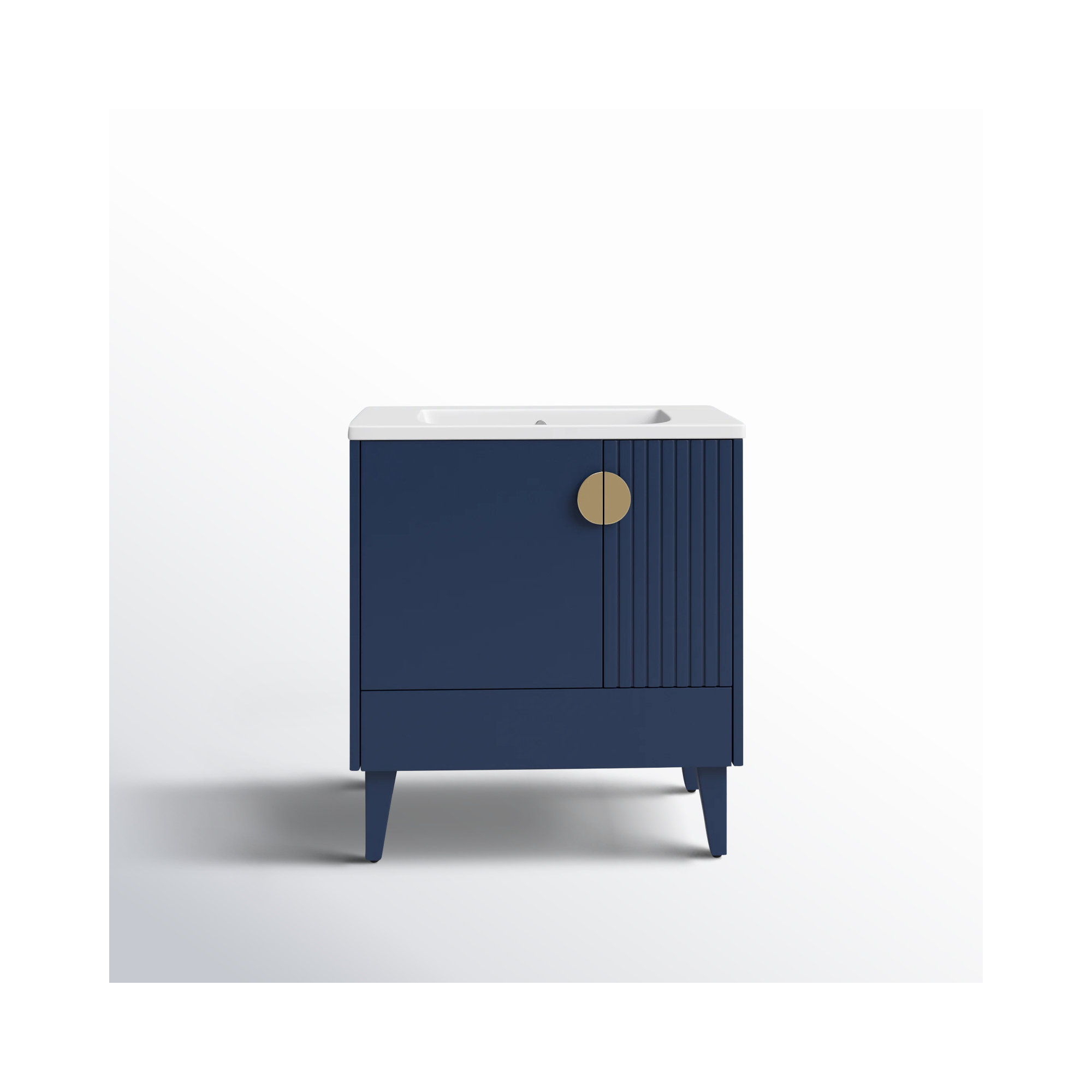 Saimah 30'' Single Bathroom Vanity, Navy Blue, Satin Brass