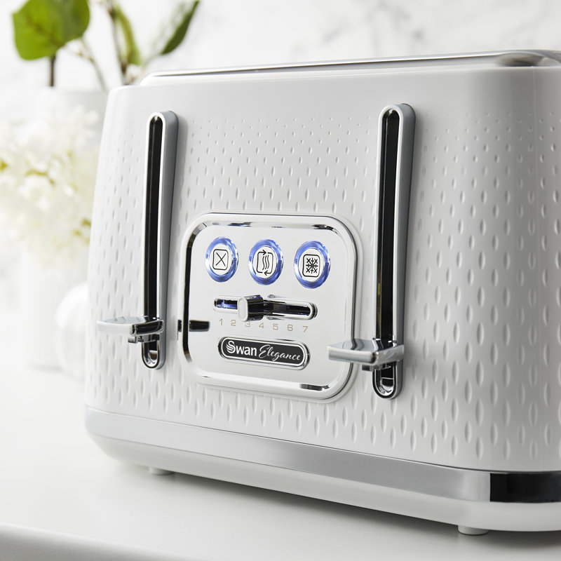 Swan Elegance 4 Slice Toaster with 7 Browning Levels, Defrost, Reheat functions & Anti-Jam