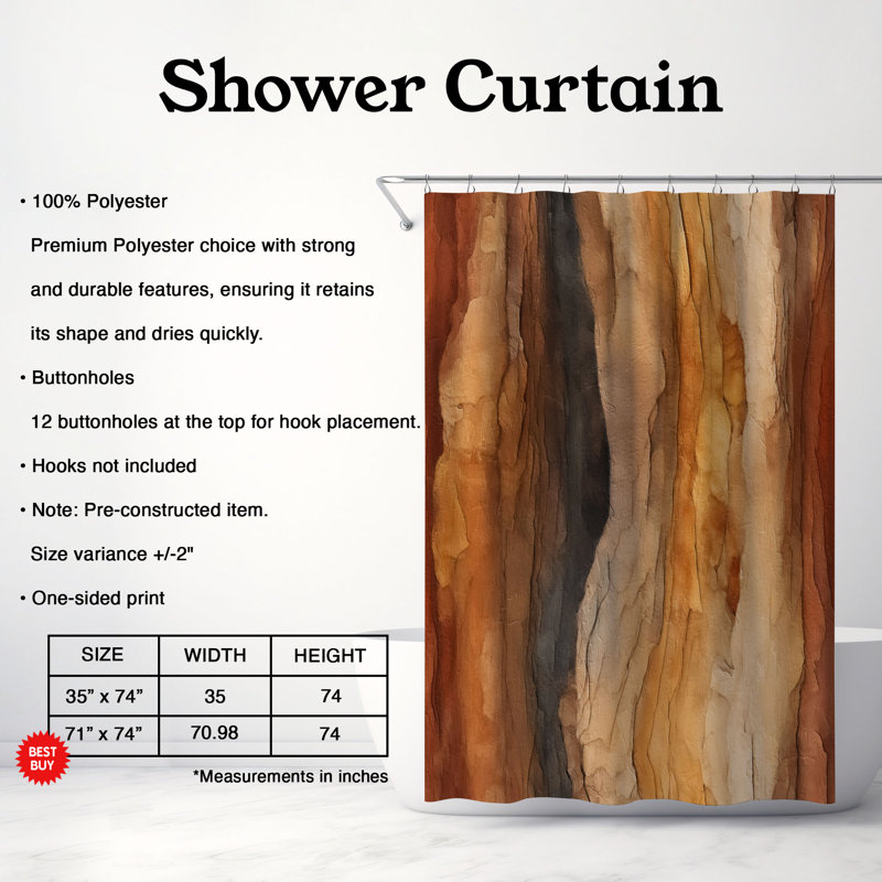 Rideau de douche abstrait, H 74 po x l 71 po