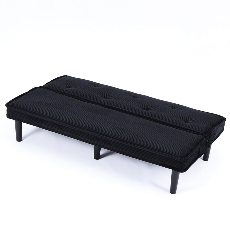 65" Armless Convertible Sofa Bed, Black