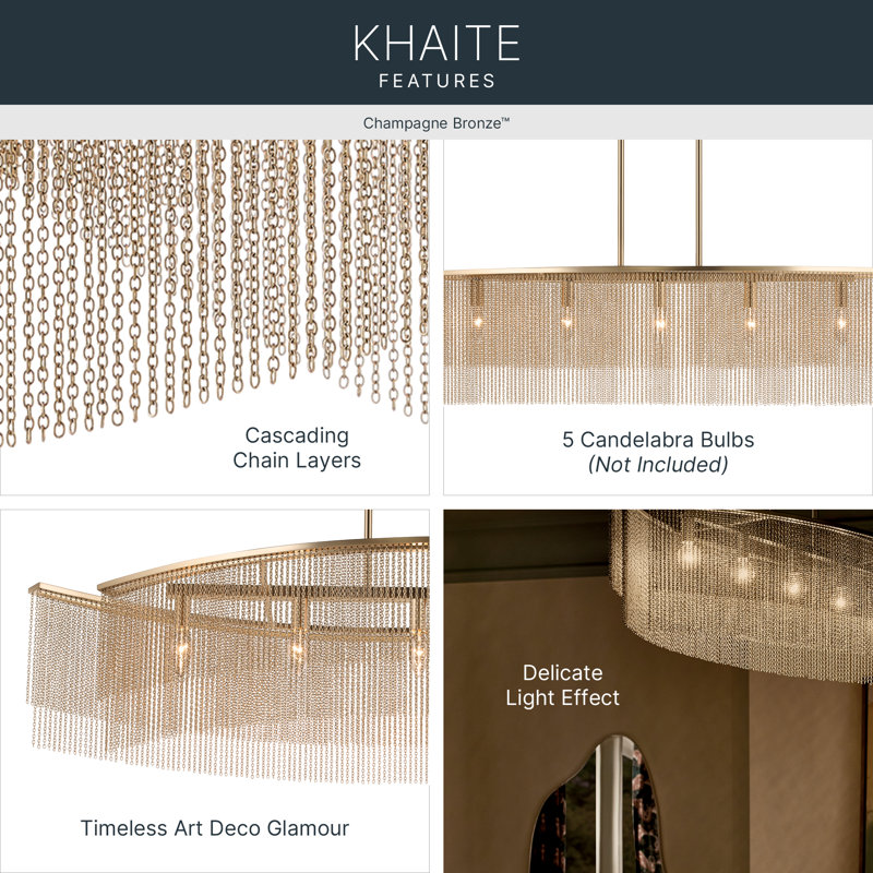 Khaite 46.5" 5-Light Linear Chandelier in Champagne Bronze
