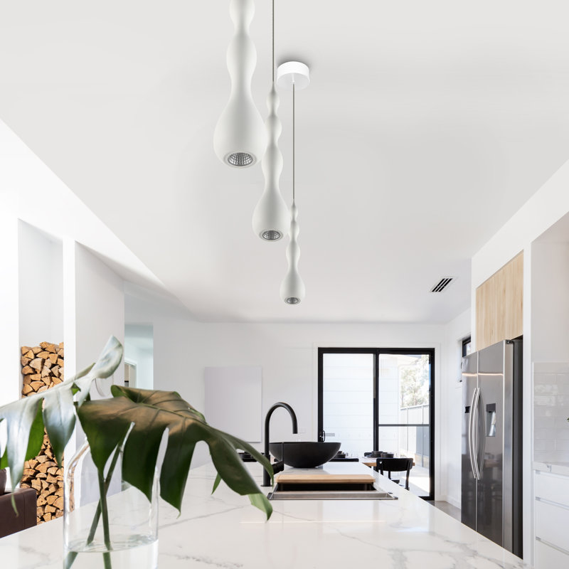 Polaris 1-Light 5" ETL Certified Integrated LED Height Adjustable Cylinder Pendant Bell Light, White