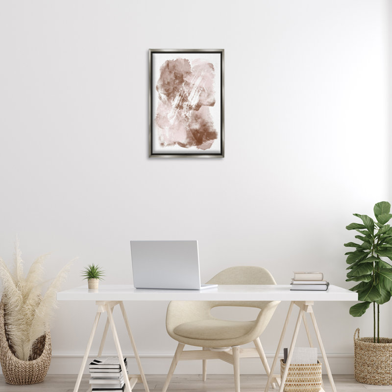 «Neutral Earthy Brown Splatter», art par Martina Pavlova, H 25 po x l 17 po, Cadre flottant gris lustré