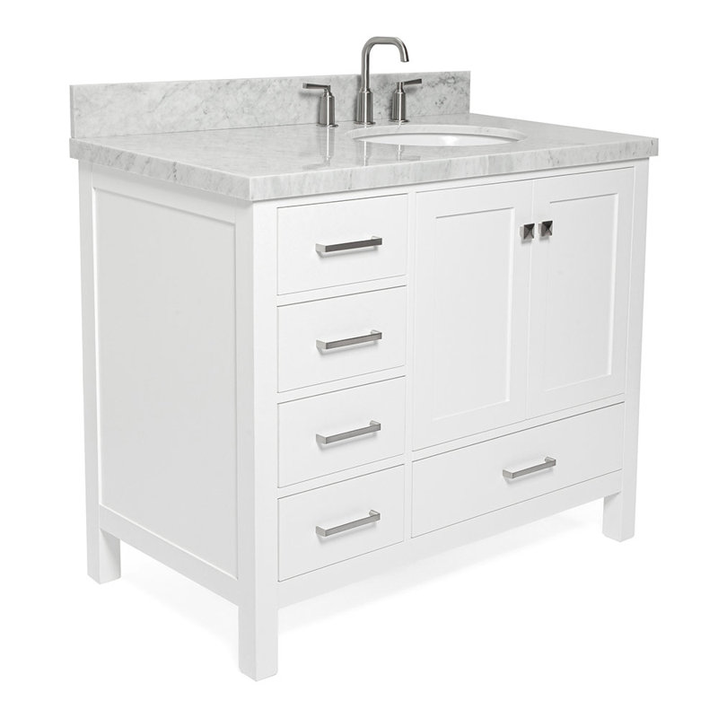 Cambridge Single Bathroom Vanity Set, White, Brushed Nickel, 43"