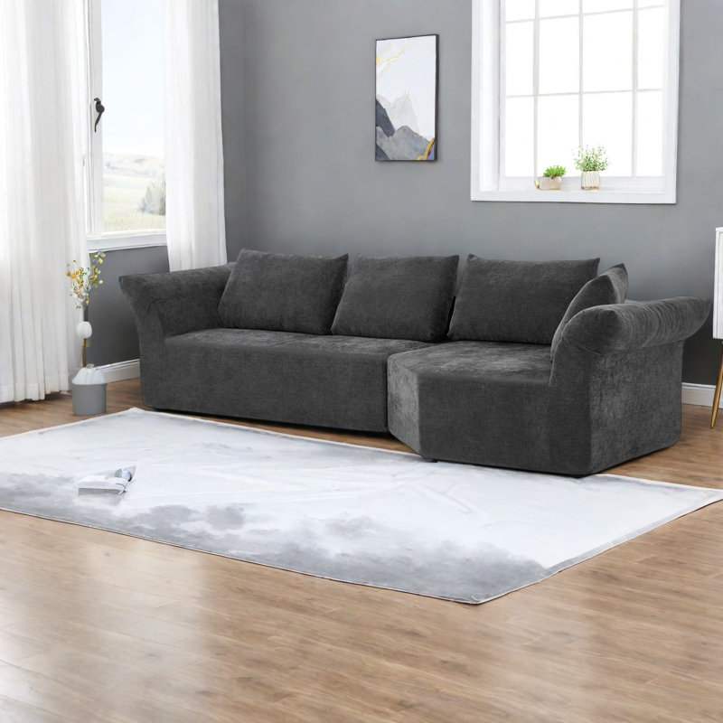 Canapés d'angle modernes, grand canapé modulaire en mousse, salon contemporain, Gray
