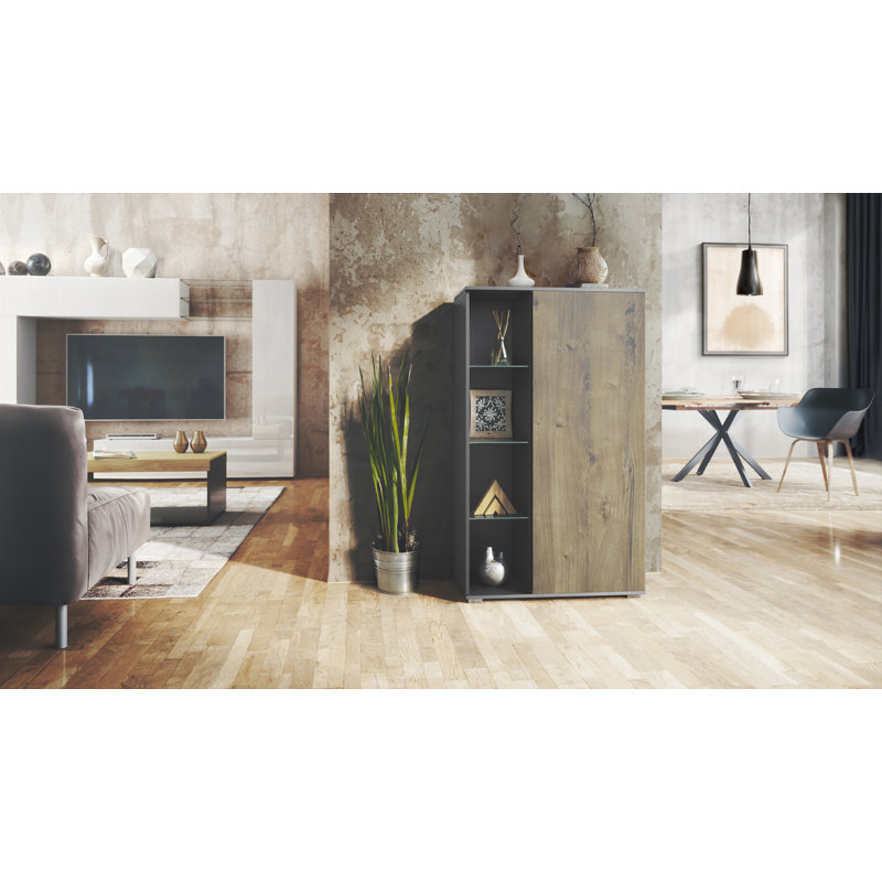 Shameerah Booth Display, Anthracite/Oak Ribbeck