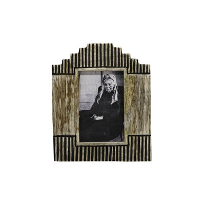 Union Rustic 4x6 Stepped Carved Picture Frame Natural Mango Wood, MDF & Glass