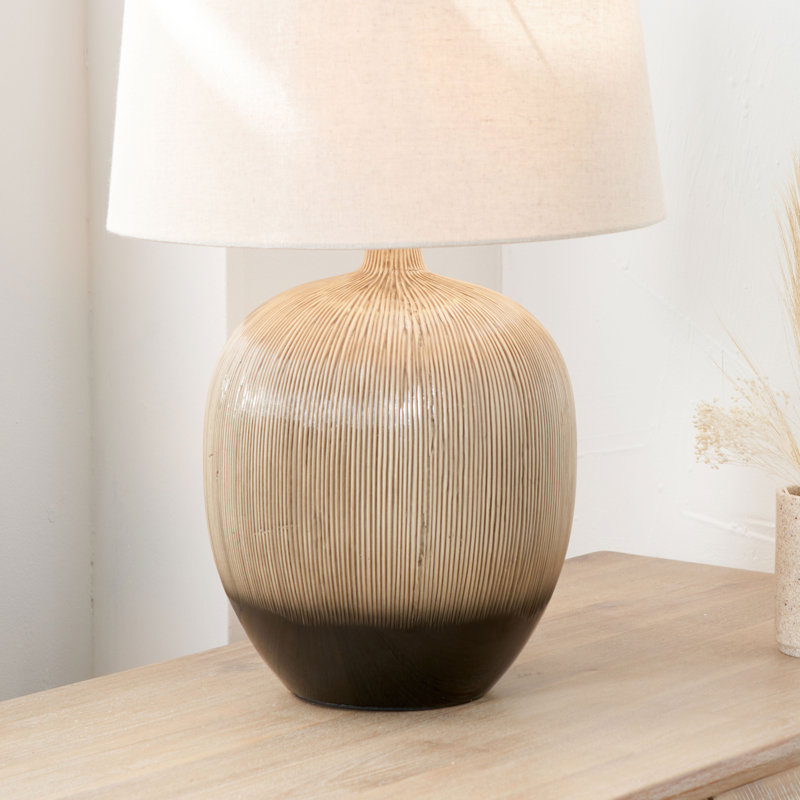 Greta Ceramic Table Lamp, Brown and Black