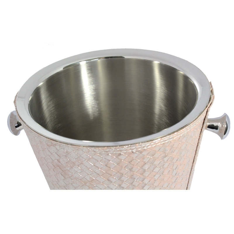 Seau à champagne Terriell Living - Acier inoxydable à double paroi, Cuir rose