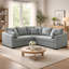 Canapé modulaire avec canapé-lit Aly, 5 coussins, gris tissé Aly