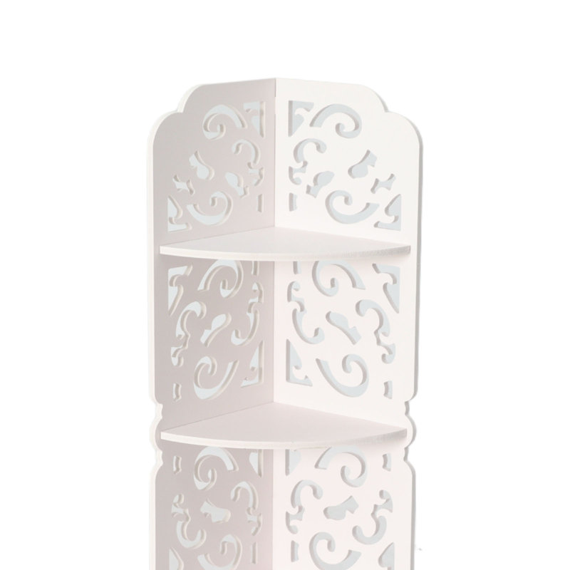 Étagère d'angle blanche creuse sculptée à 4 niveaux, bibliothèque, présentoir pour produits cosmétiques, étagère de salle de bain
